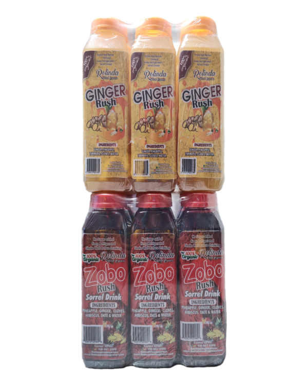 Introducing our dynamic duo: the ZOBO Rush and Ginger Rush drinks in one convenient assorted pack! Enjoy the exhilarating fusion of tangy hibiscus and spicy ginger flavors.