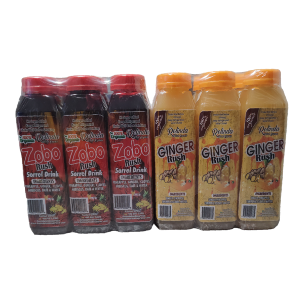 Introducing our dynamic duo: the ZOBO Rush and Ginger Rush drinks in one convenient assorted pack! Enjoy the exhilarating fusion of tangy hibiscus and spicy ginger flavors.